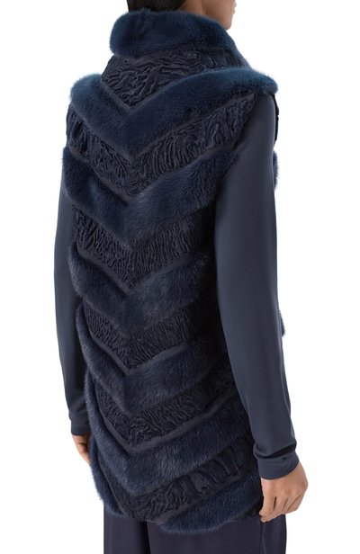 Жилет из каракуля и норки KITON синего цвета по цене 1050000 руб., арт. D40686U/4L03, фото 4 Жилет из каракуля и норки KITON, арт. D40686U/4L03, фото 4