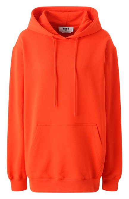 Женский хлопковое худи MSGM красного цвета, арт. 3841MDM535/257000 | Фото 1 (Рукава: Длинные; Длина (для топов): Стандартные; Материал внешний: Хлопок; Материал сплава: Проставлено; Драгоценные камни: Проставлено)