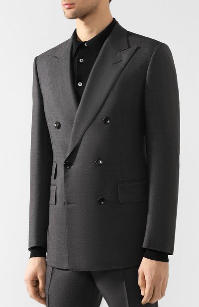 Костюм с двубортным пиджаком из смеси шерсти и шелка TOM FORD, арт. 438R12/21SD4Z, фото 2