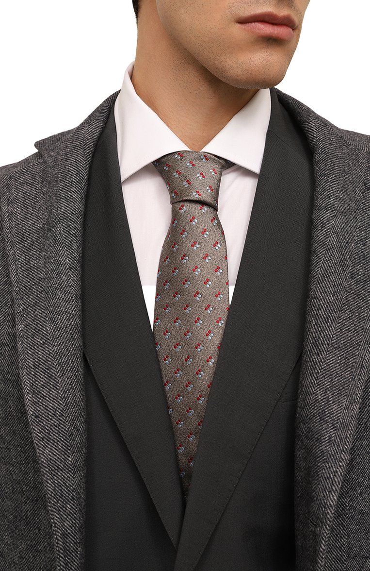 Мужской шелковый галстук BROUBACK коричневого цвета, арт. TIE 8CM/SS24 | Фото 2 (Нос: Не проставлено; Материал сплава: Проставлено; Материал: Шелк, Текстиль; Принт: С принтом)