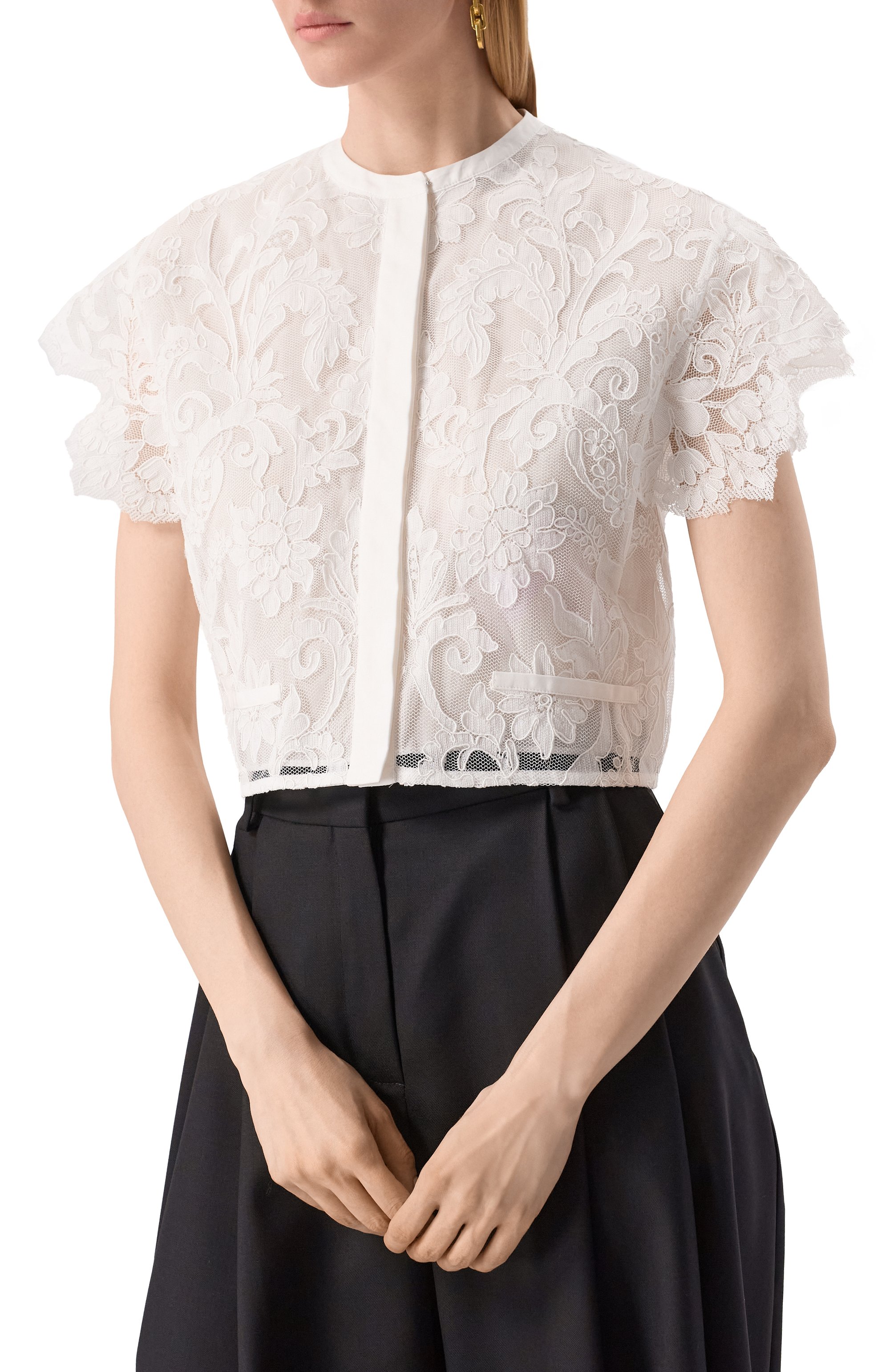 Блузка GIAMBATTISTA VALLI белого цвета по цене 241000 руб., арт. 25SSPVFP1026-02STA, фото 3 Блузка GIAMBATTISTA VALLI, арт. 25SSPVFP1026-02STA, фото 3