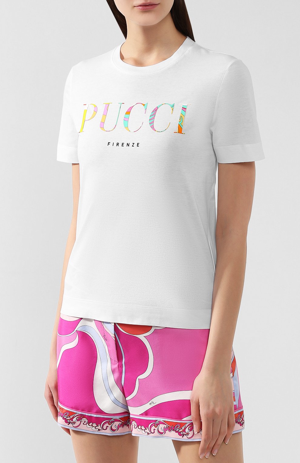 Хлопковая футболка EMILIO PUCCI белого цвета по цене 16100 руб., арт. 9HJP73/9H985, фото 3 Хлопковая футболка EMILIO PUCCI, арт. 9HJP73/9H985, фото 3
