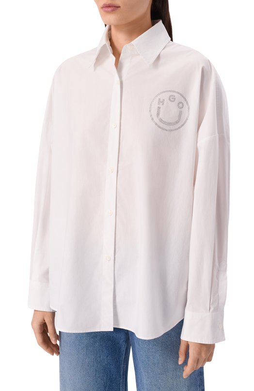 Хлопковая рубашка HUGO Blue 50555625 Белый  50555625 Фото 3