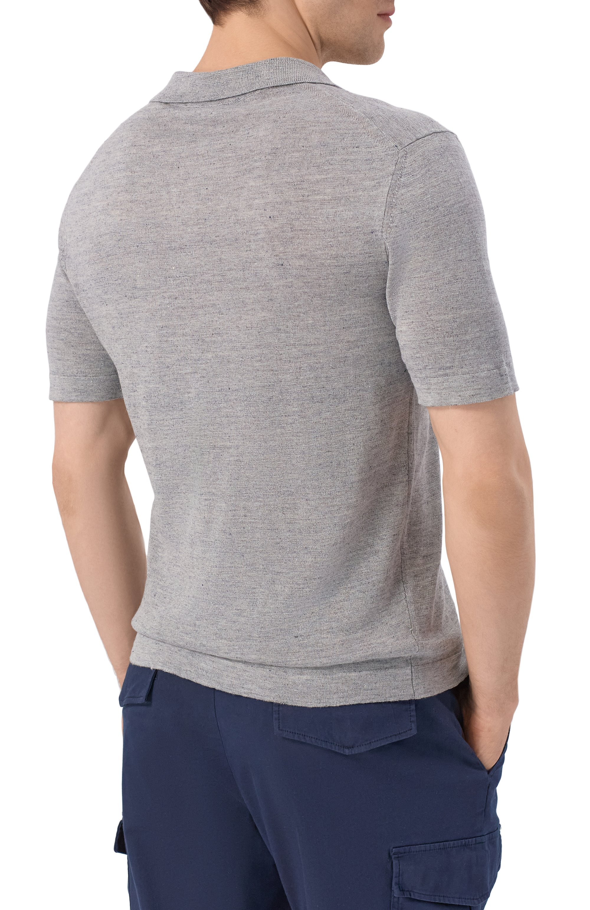 Поло изо льна и шелка ANDREA CAMPAGNA, арт. M5426-8087, фото 4