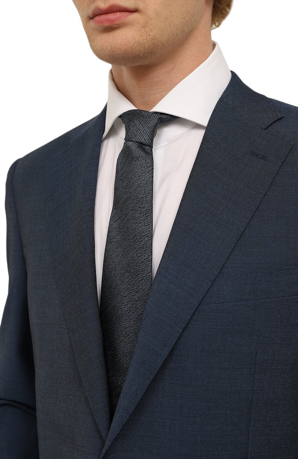 Галстук из хлопка и шелка VAN LAACK тёмно-голубого цвета по цене 12050 руб., арт. LER0Y/K04117, фото 2 Галстук из хлопка и шелка VAN LAACK, арт. LER0Y/K04117, фото 2