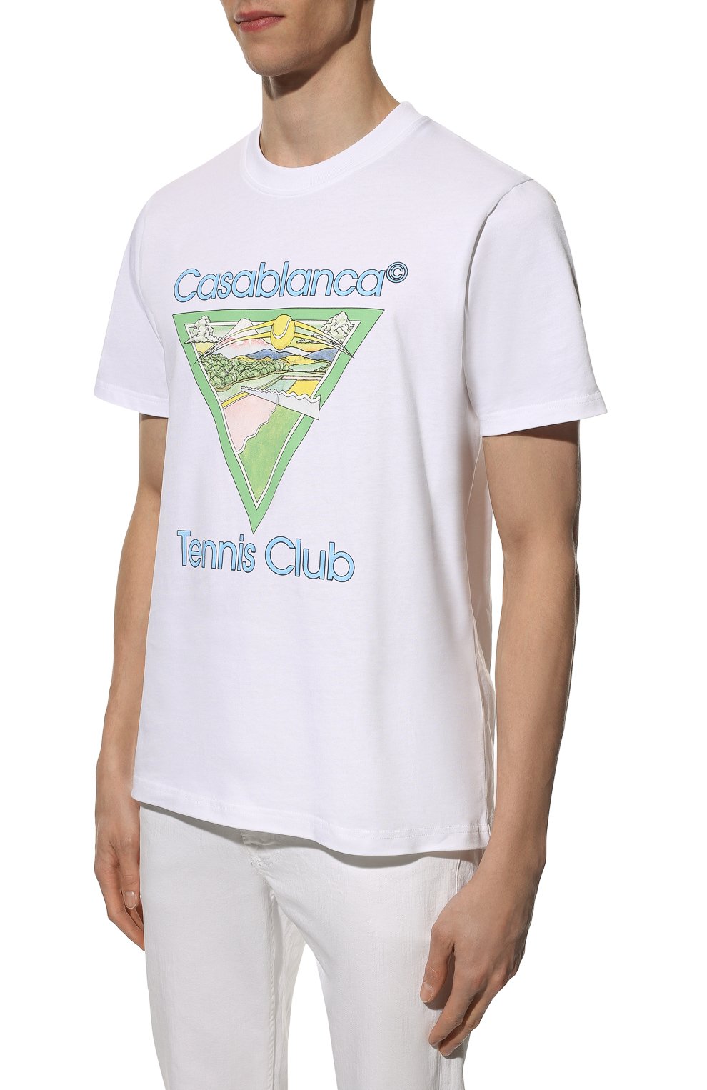 Хлопковая футболка CASABLANCA, арт. MS22-JTS-001 WHITE JERSEY TENNIS CLUB IC0N, фото 3