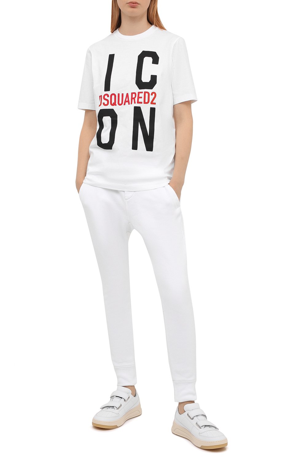 Хлопковые джоггеры DSQUARED2 белого цвета по цене 31850 руб., арт. S80KA0012/S25042, фото 2 Хлопковые джоггеры DSQUARED2, арт. S80KA0012/S25042, фото 2
