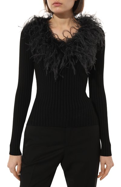 Пуловер из вискозы с отделкой перьями GIUSEPPE DI MORABITO, арт. PS23236KN-233, фото 3
