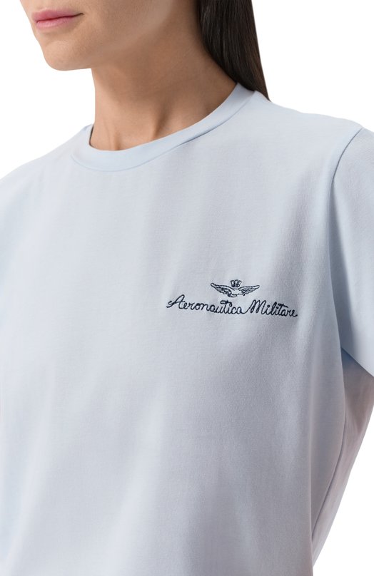 Хлопковая футболка Aeronautica Militare TS2490DJ00675 Голубой  TS2490DJ00675 Фото 5