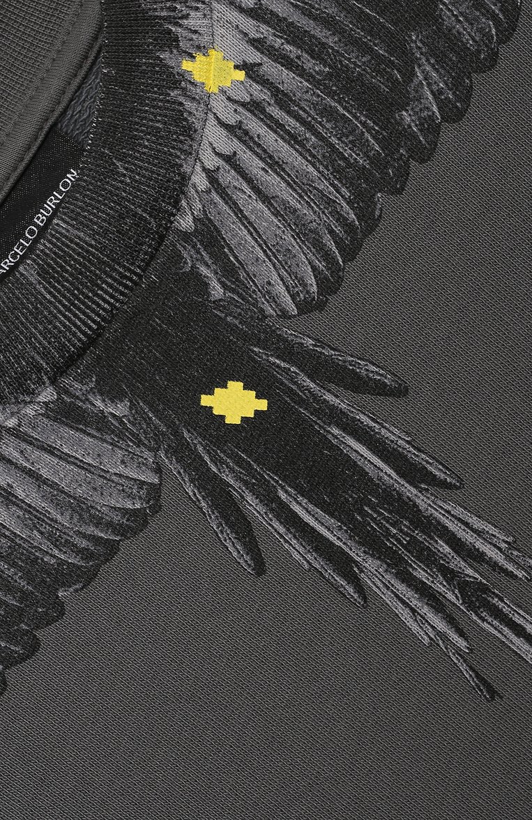 Детский хлопковый свитшот MARCELO BURLON KIDS OF MILAN темно-серого цвета, арт. 21E/B/MB/2011/0020/2-6Y | Фото 3 (Мальчики Кросс-КТ: Толстовка-одежда, Свитшот-одежда; Материал внешний: Хлопок; Рукава: Длинные; Региональные ограничения белый список (Axapta Mercury): RU; Драгоценные камни: Проставлено; Материал сплава: Проставлено; Ростовка одежда: 6 лет | 116 см)