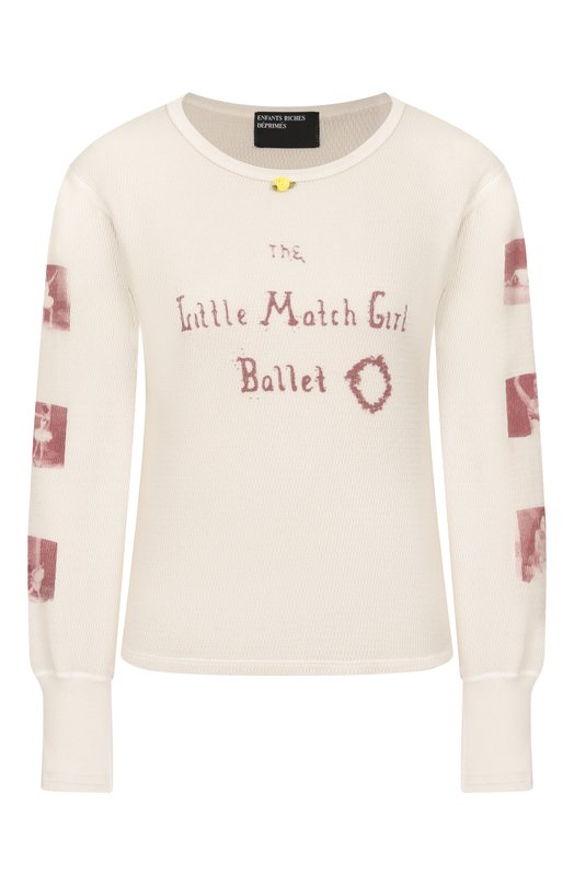Хлопковый лонгслив Enfants Riches Deprimes 120-569/C0TT0N/ELASTANE BLEND Кремовый 120-569/C0TT0N/ELASTANE BLEND