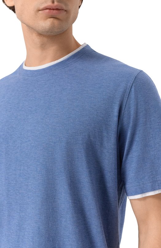 Хлопковая футболка Fedeli TU000200/JERSEY MELANGE Синий  TU000200/JERSEY MELANGE Фото 5