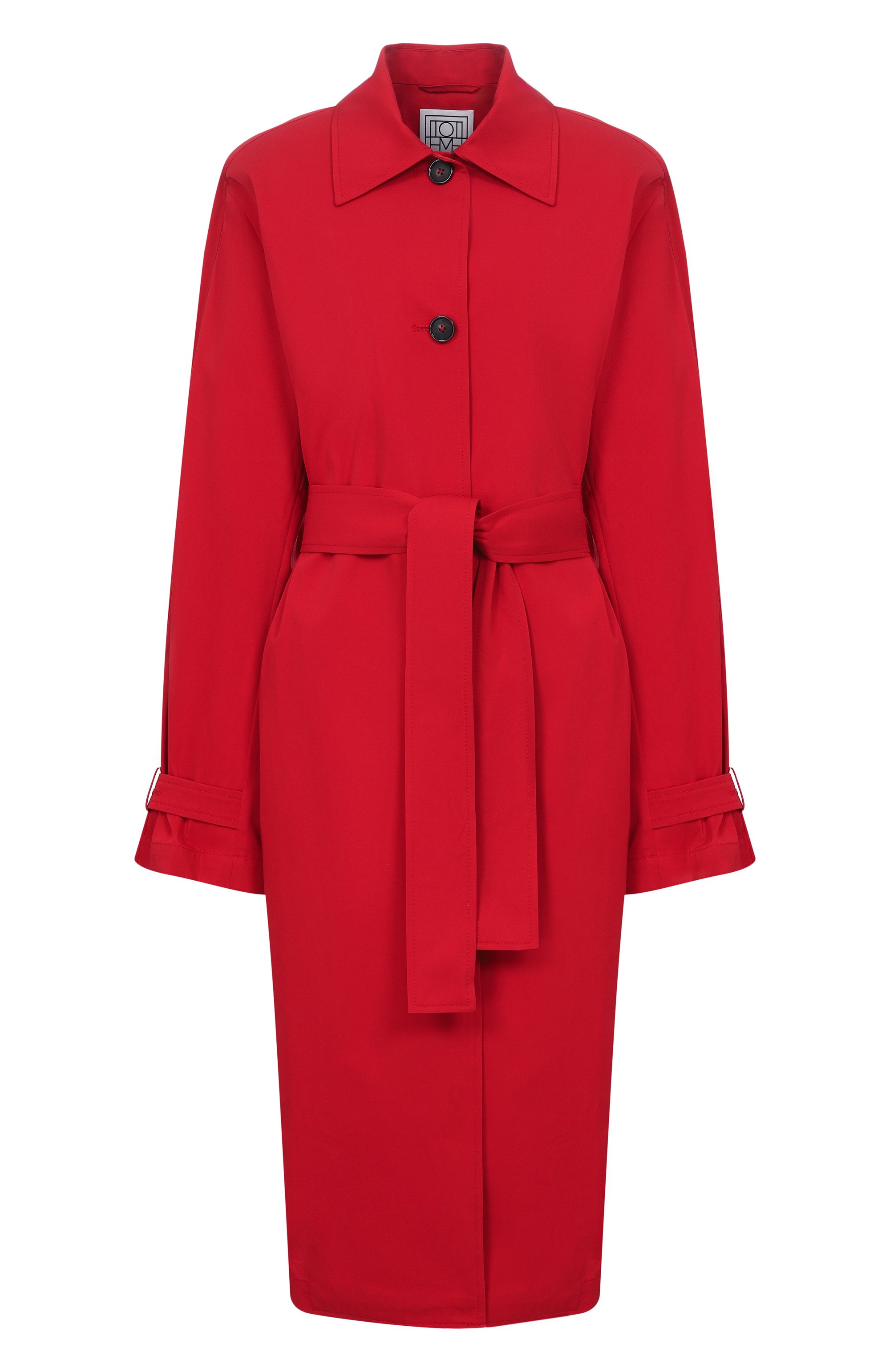 Хлопковый плащ TOTEME красного цвета по цене 154500 руб., арт. 261-WR00307-FB0490, фото 1 Хлопковый плащ TOTEME, арт. 261-WR00307-FB0490, фото 1