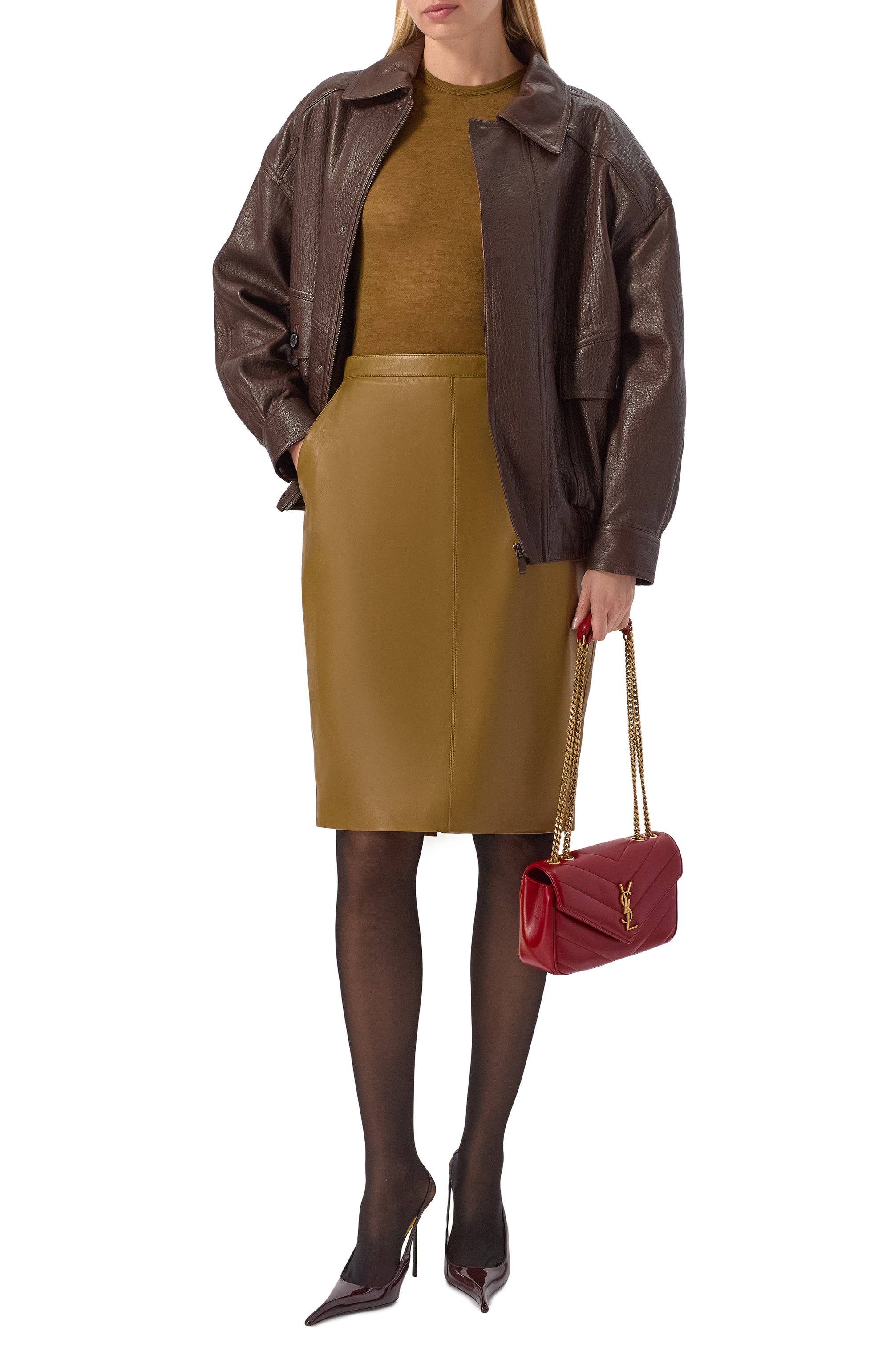 Кожаная юбка SAINT LAURENT, арт. 846801/Y50A2, фото 2