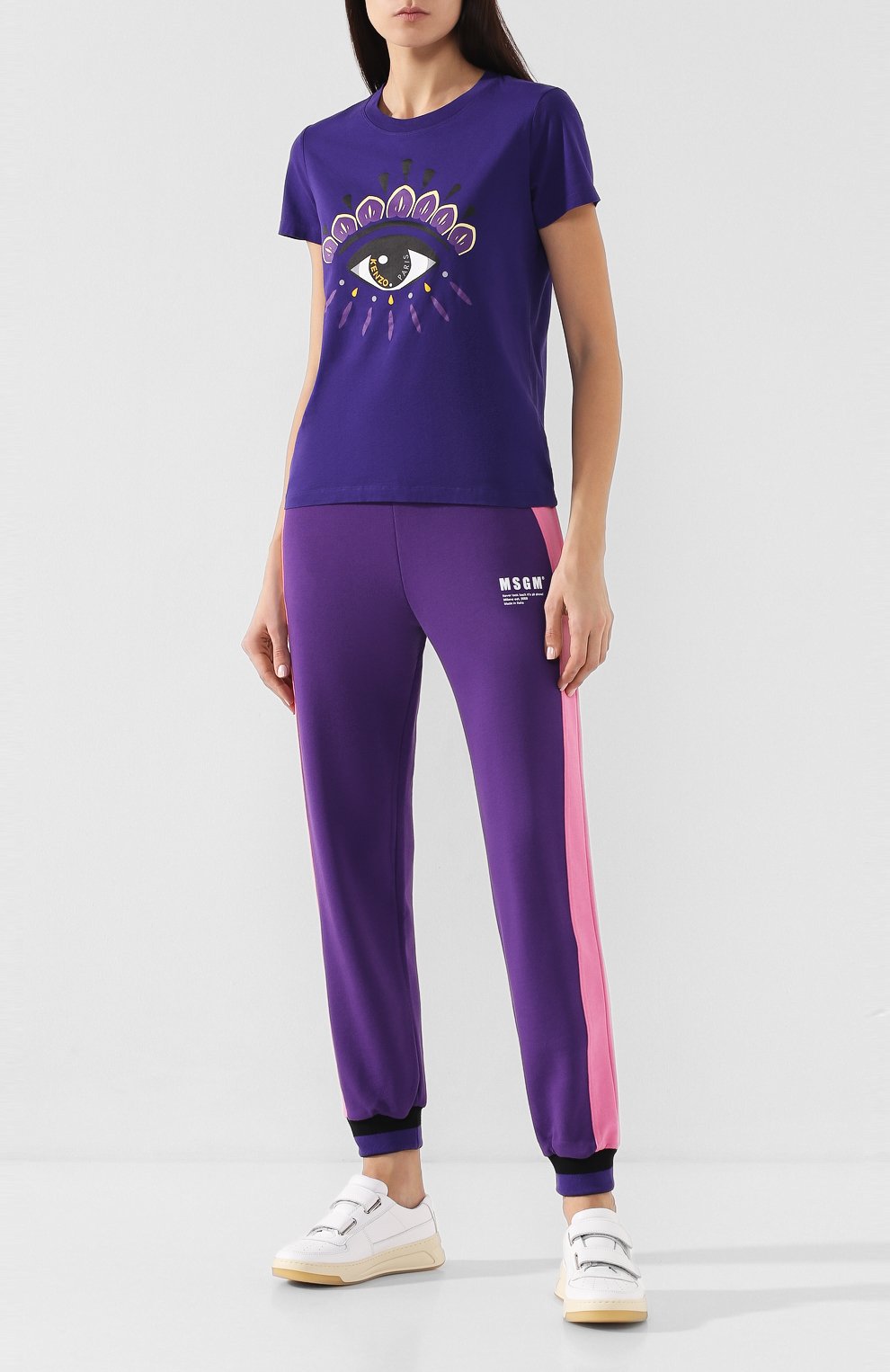 Хлопковые джоггеры MSGM фиолетового цвета по цене 17650 руб., арт. 2841MDP61 207299, фото 2 Хлопковые джоггеры MSGM, арт. 2841MDP61 207299, фото 2