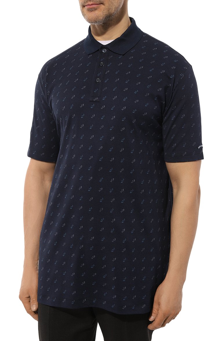 Мужское хлопковое поло PAUL&SHARK темно-синего цвета, арт. 24411337/3XL-6XL | Фото 3 (Рукава: Короткие; Материал внешний: Хлопок; Длина (для топов): Удлиненные; Стили: Кэжуэл; Застежка: Пуговицы; Принт: С принтом; Мужское Кросс-КТ: Футболка-одежда; Детали: Без декора; Автоматизация ТО: Проставлено; Автоматизация состава: Проставлено)