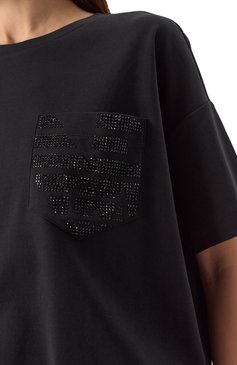 Женская хлопковая футболка EMPORIO ARMANI черного цвета, арт. EW000891/AF12545 | Фото 5 (Драгоценные камни: Проставлено; Длина (для топов): Стандартные; Материал внешний: Хлопок; Рукава: Короткие; Материал сплава: Проставлено; Принт: Без принта; Стили: Кэжуэл; Женское Кросс-КТ: Футболка-одежда)