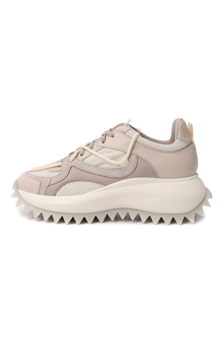 Женские комбинированные кроссовки running double laces VIC MATIE бежевого цвета, арт. 1G3202D_D22BQFTF68 | Фото 4 (Материал внутренний: Текстиль; Материал внешний: Натуральная кожа, Текстиль; Подошва: Платформа; Стили: Кэжуэл; Кросс-КТ: Низкие; Материал утеплителя: Без утеплителя)