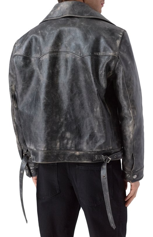 Кожаная куртка с воротником из овчины Ann Demeulemeester B0013398/LT169 Серый  B0013398/LT169 Фото 6