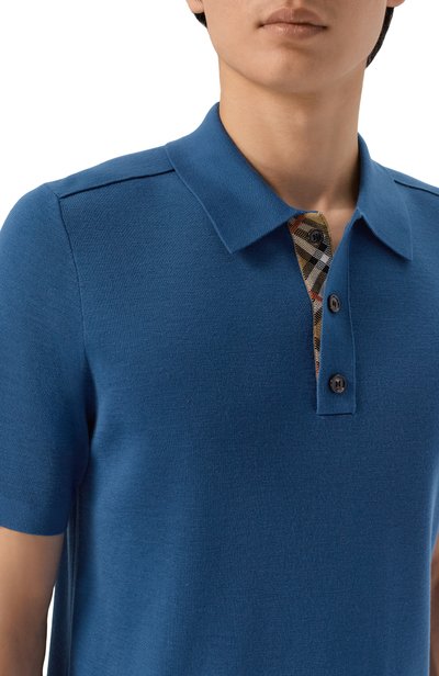 Шерстяное поло BURBERRY синего цвета по цене 96250 руб., арт. 8130167, фото 5 Шерстяное поло BURBERRY, арт. 8130167, фото 5