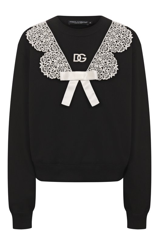 Хлопковый свитшот Dolce & Gabbana F9S43Z/GDC6E Чёрный F9S43Z/GDC6E