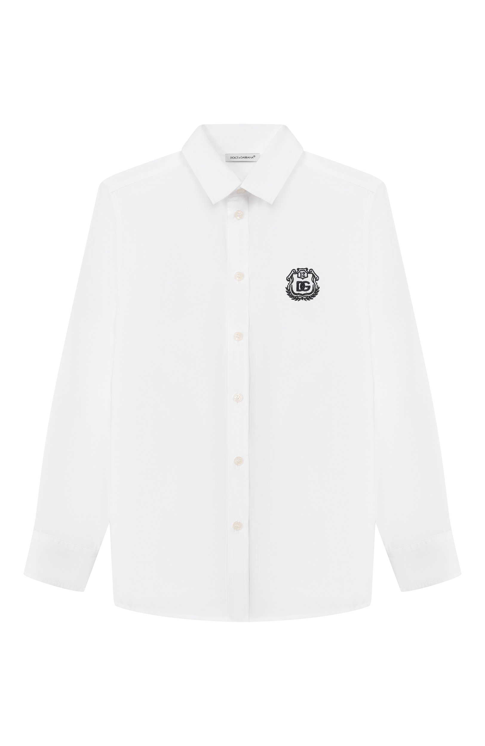 Хлопковая рубашка DOLCE & GABBANA белого цвета по цене 41750 руб., арт. L43S23/G7P6F_001, фото 1 Хлопковая рубашка DOLCE & GABBANA, арт. L43S23/G7P6F_001, фото 1