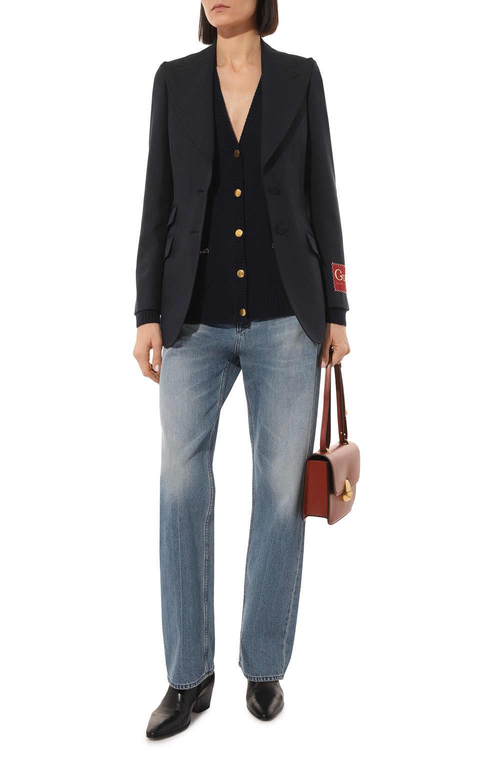 Кашемировый кардиган GUCCI темно-синего цвета по цене 230400 руб., арт. 662187 XKBYJ, фото 2 Кашемировый кардиган GUCCI, арт. 662187 XKBYJ, фото 2