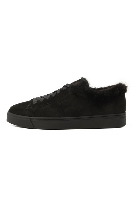Замшевые кеды Santoni WBGG61436NE0P0SV Чёрный  WBGG61436NE0P0SV Фото 4
