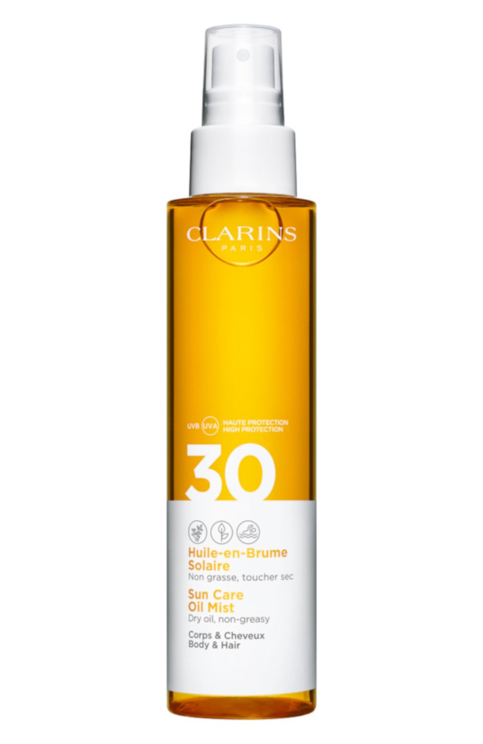 Солнцезащитное масло-спрей для тела и волос spf 30 (150ml) CLARINS бесцветного цвета по цене 3250 руб., арт. 80050660, фото 1 Солнцезащитное масло-спрей для тела и волос spf 30 (150ml) CLARINS, арт. 80050660, фото 1