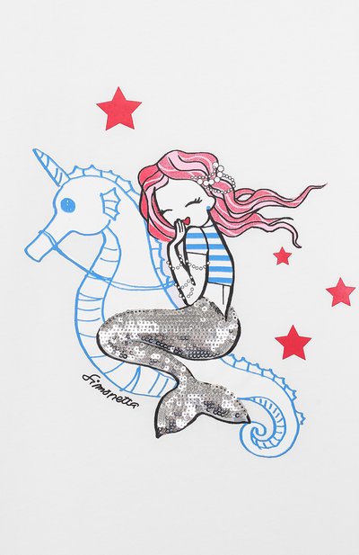 Хлопковая футболка с принтом и пайетками SIMONETTA, арт. 1I8191/IX100/12-16, фото 3