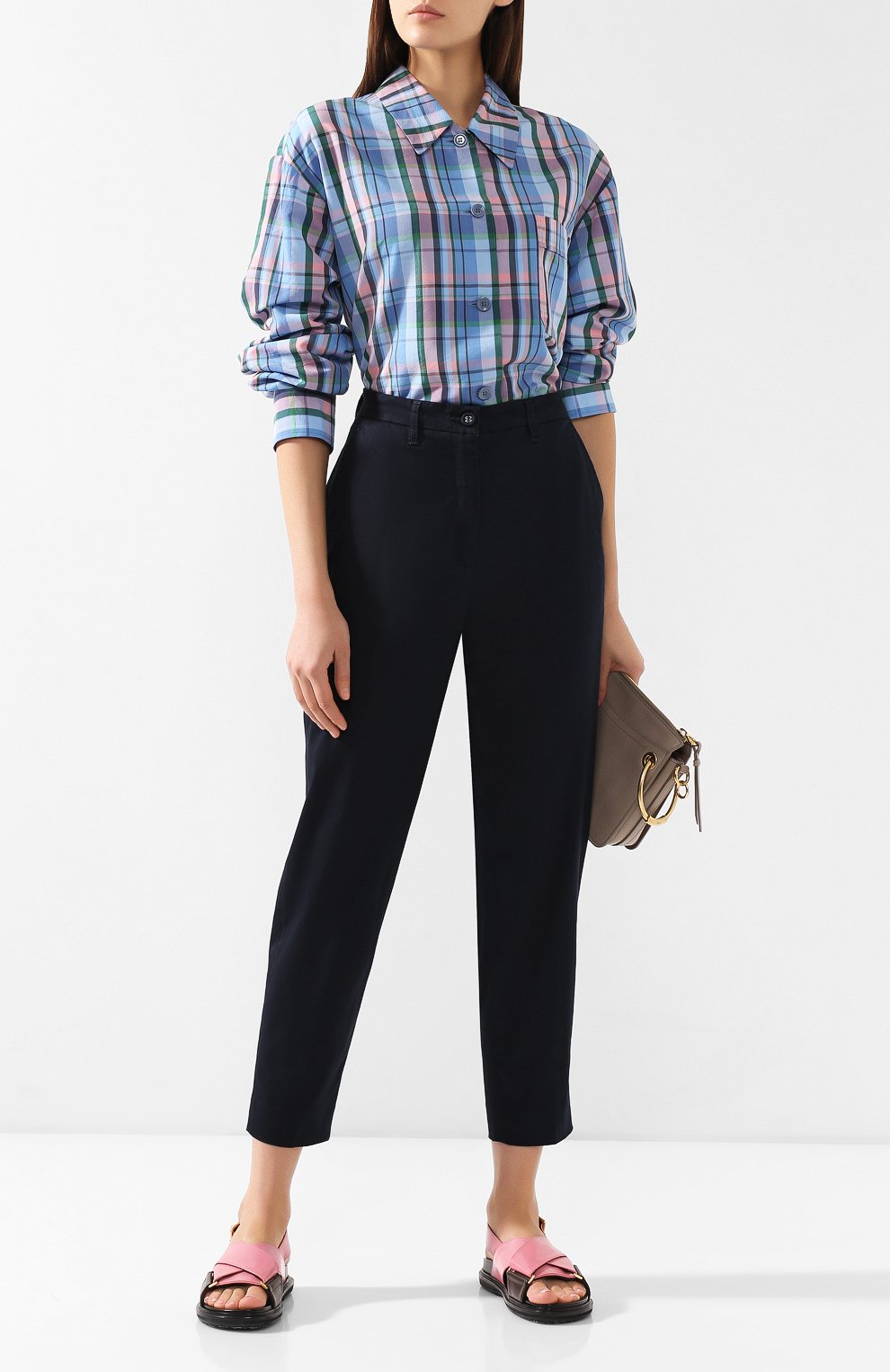 Хлопковые брюки TWO WOMEN IN THE WORLD темно-синего цвета по цене 15500 руб., арт. LAUREN/UWZLN, фото 2 Хлопковые брюки TWO WOMEN IN THE WORLD, арт. LAUREN/UWZLN, фото 2