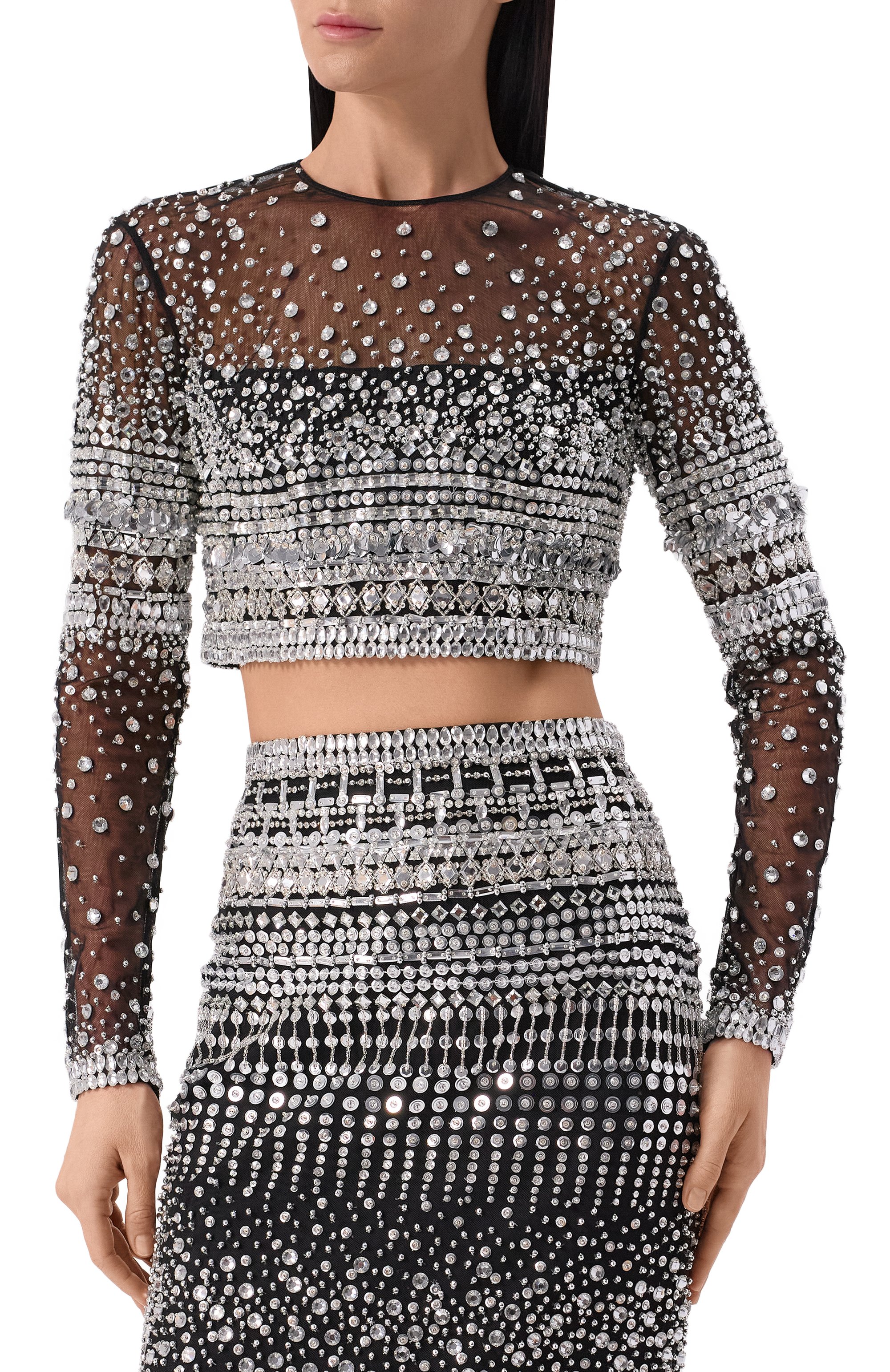 Топ с отделкой стразами ZUHAIR MURAD черного цвета по цене 596000 руб., арт. RTP25044/EMSQ001, фото 3 Топ с отделкой стразами ZUHAIR MURAD, арт. RTP25044/EMSQ001, фото 3