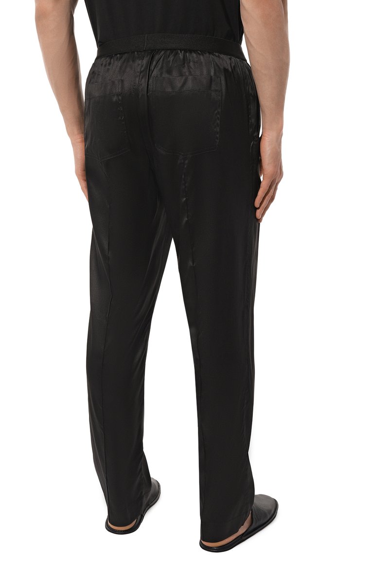 Мужские шелковые домашние брюки KITON черного цвета, арт. UNWT004K0749D | Фото 4 (Материал внешний: Шелк; Длина (брюки, джинсы): Стандартные; Кросс-КТ: домашняя одежда; Материал сплава: Проставлено; Драгоценные камни: Проставлено)
