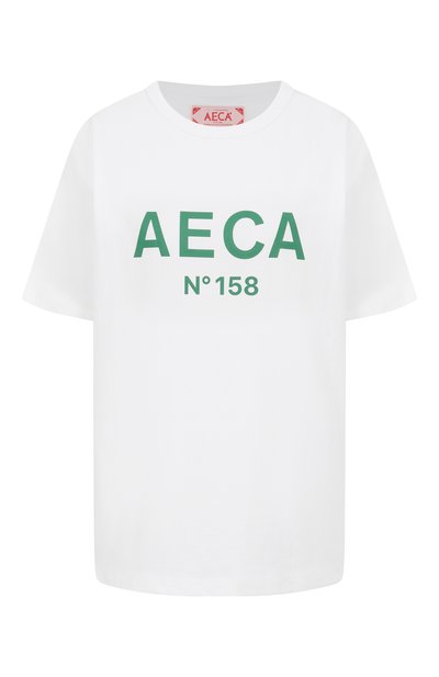 Женская хлопковая футболка AECA WHITE, арт. AWCMSSBBTTSST005A2.WHITE/GREEN (S)