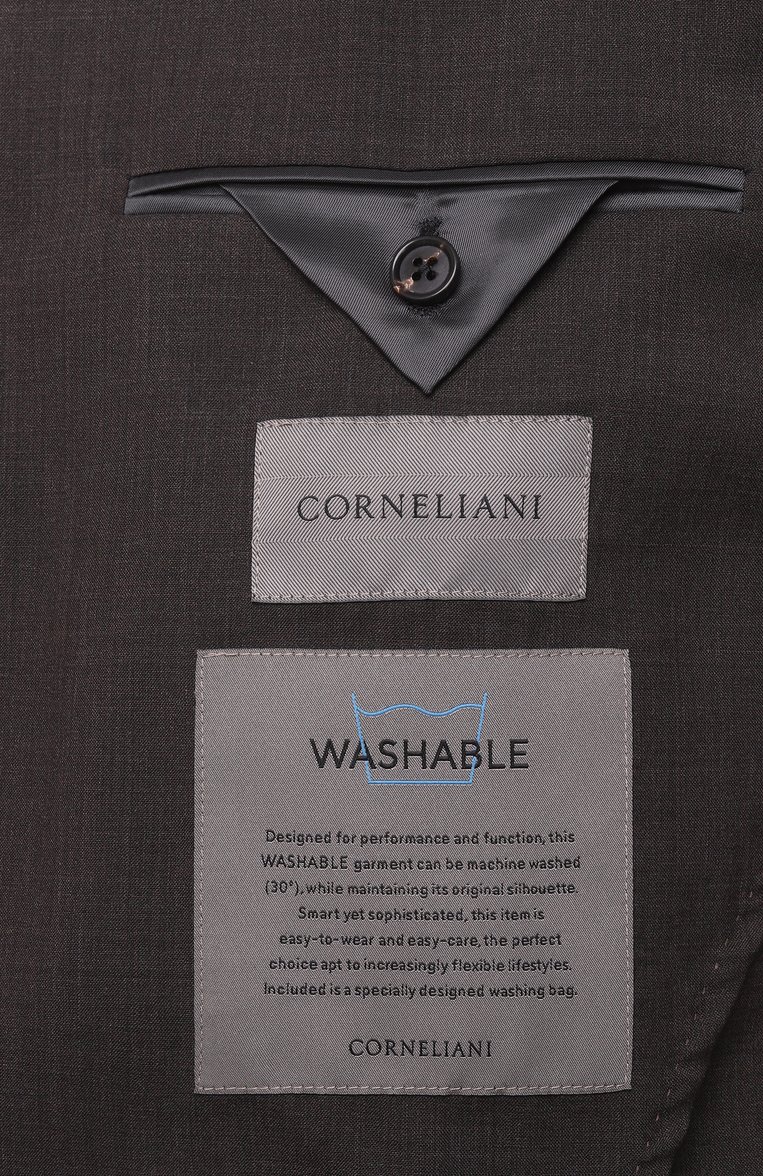 Мужской шерстяной костюм CORNELIANI темно-коричневого цвета, арт. 25X007-2518425_SET | Фото 9 (Материал сплава: Проставлено; Материал внешний: Шерсть; Драгоценные камни: Проставлено; Рукава: Длинные; Костюмы М: Однобортный; Стили: Классический)