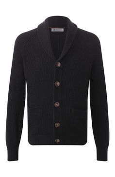 Мужской хлопковый кардиган BRUNELLO CUCINELLI черного цвета, арт. MNI708606 | Фото 1 (Драгоценные камни: Проставлено; Рукава: Длинные; Материал сплава: Проставлено; Мужское Кросс-КТ: Кардиган-одежда; Стили: Кэжуэл; Материал внешний: Хлопок; Длина (для топов): Стандартные)