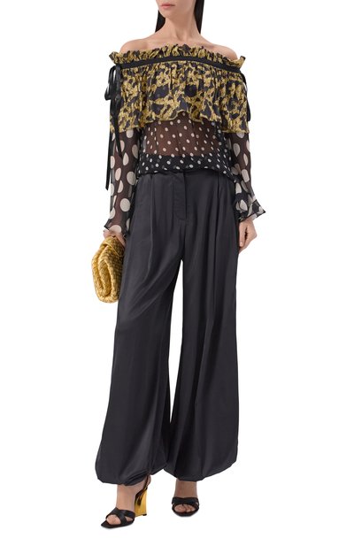 Шелковая блузка NINA RICCI черно-белого цвета по цене 137500 руб., арт. 26PCT0023/SE1409, фото 2 Шелковая блузка NINA RICCI, арт. 26PCT0023/SE1409, фото 2