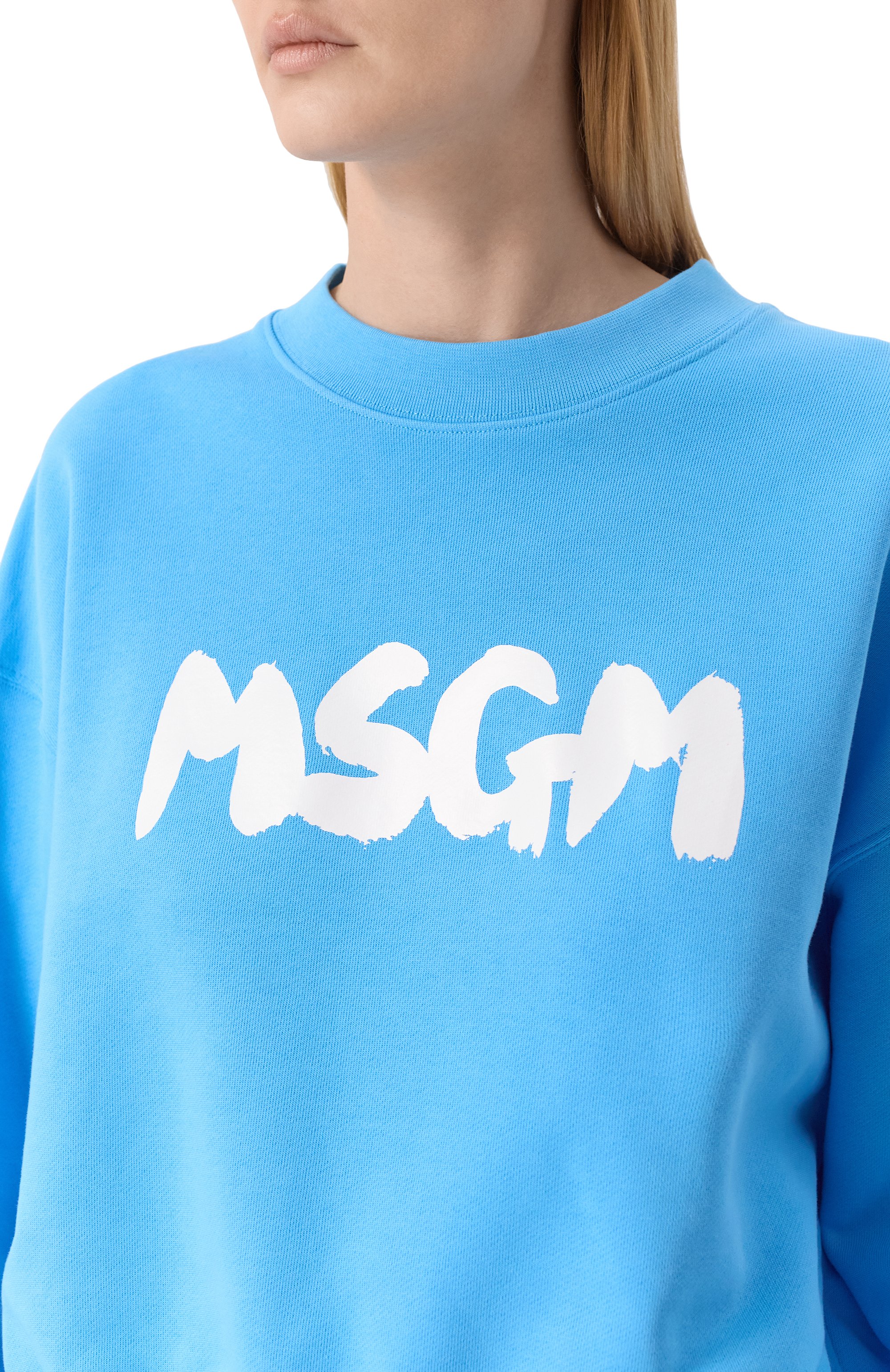 Хлопковый свитшот MSGM голубого цвета по цене 18950 руб., арт. 3841MDM98/257000, фото 5 Хлопковый свитшот MSGM, арт. 3841MDM98/257000, фото 5