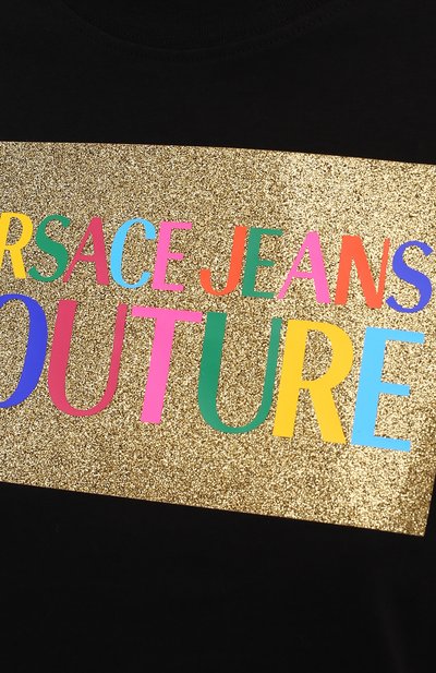 Хлопковая футболка VERSACE JEANS COUTURE черного цвета по цене 18100 руб., арт. 71HAHT07-71DP613 R 23 L0G0 C0L. GLITTER/CJ00T, фото 5 Хлопковая футболка VERSACE JEANS COUTURE, арт. 71HAHT07-71DP613 R 23 L0G0 C0L. GLITTER/CJ00T, фото 5