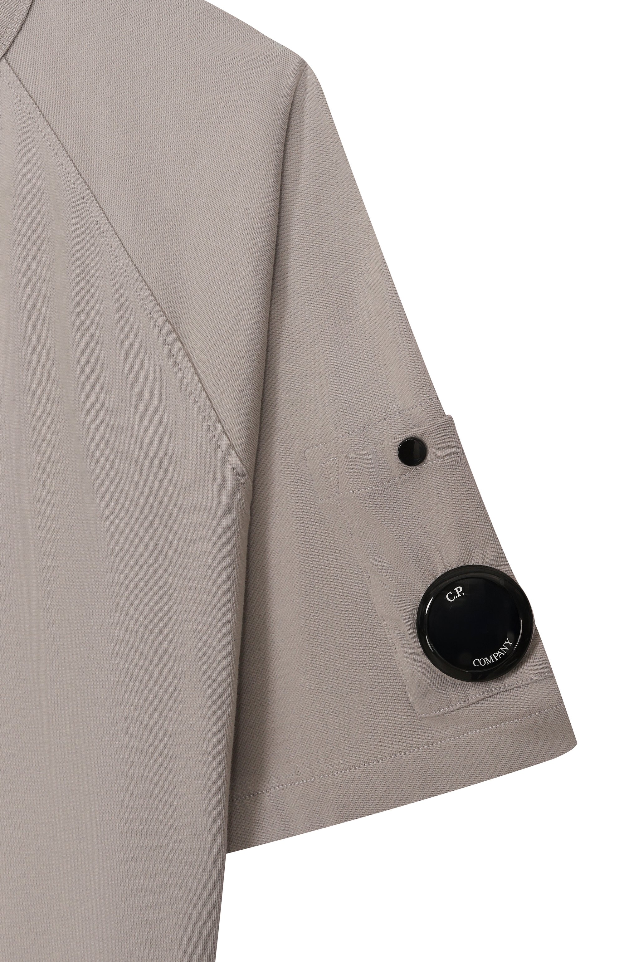 Хлопковая футболка C.P. COMPANY серого цвета по цене 11450 руб., арт. CUM00R/LAA17/10-14, фото 3 Хлопковая футболка C.P. COMPANY, арт. CUM00R/LAA17/10-14, фото 3