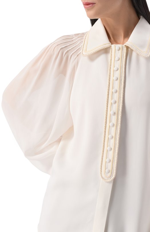 Блузка из вискозы и шелка Elie Saab SH132EF25CD020 Кремовый  SH132EF25CD020 Фото 5