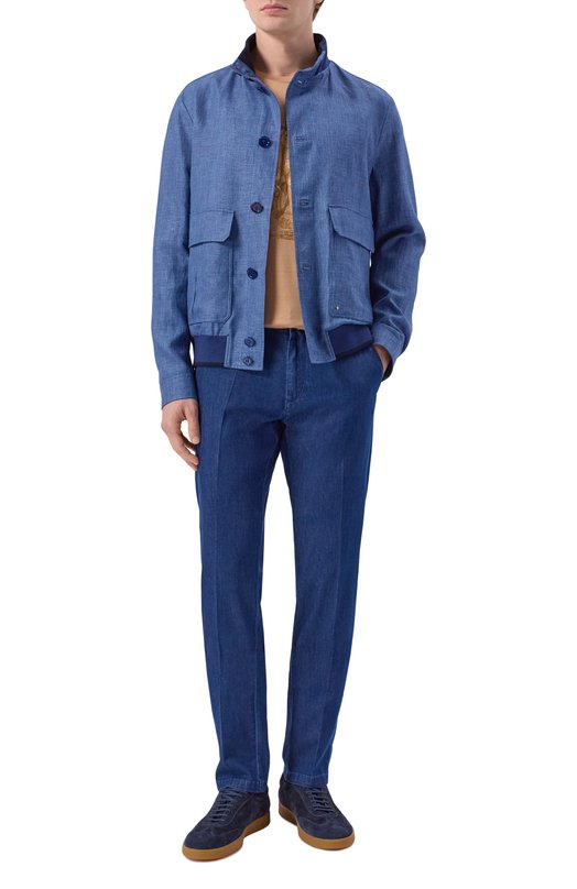 Бомбер из шерсти и льна Stefano Ricci M7J6100371/B127HA Синий  M7J6100371/B127HA Фото 2