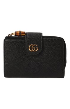 Женские кожаное портмоне GUCCI черного цвета, арт. 739498/AABXM | Фото 1 (Материал сплава: Проставлено; Материал: Натуральная кожа; Нос: Не проставлено)
