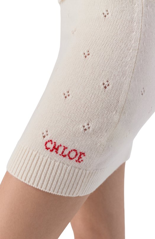 Юбка из шерсти и кашемира Chloé CH25WMJ06590 Кремовый  CH25WMJ06590 Фото 5