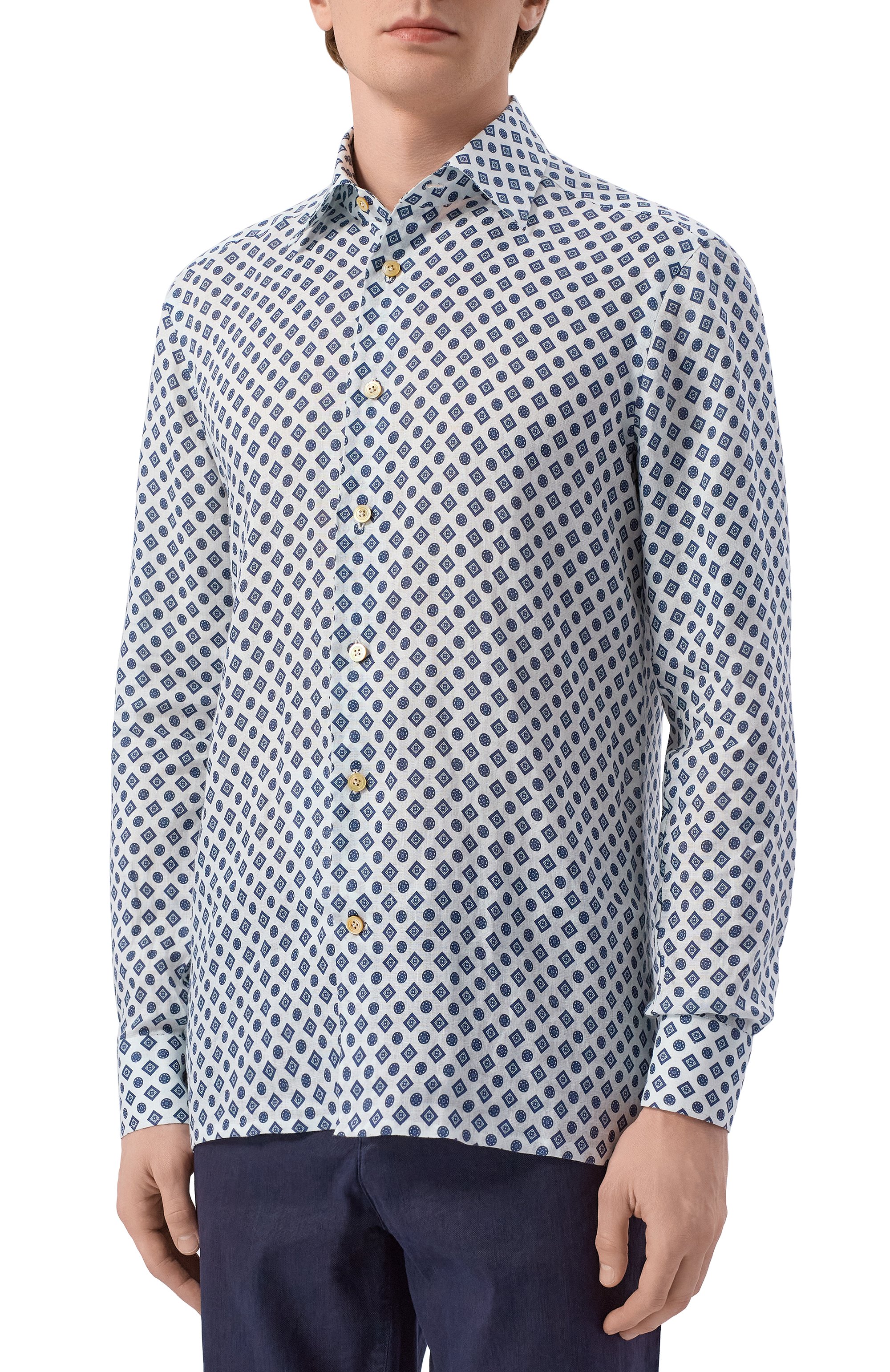 Льняная рубашка KITON темно-синего цвета по цене 136500 руб., арт. UMCNERH09719, фото 3 Льняная рубашка KITON, арт. UMCNERH09719, фото 3