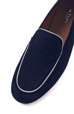 Женские замшевые лоферы KITON синего цвета, арт. D59801N0100821 | Фото 7 (Материал внутренний: Натуральная кожа; Подошва: Плоская; Драгоценные камни: Проставлено; Каблук высота: Низкий; Материал внешний: Натуральная кожа, Замша; Материал сплава: Проставлено)