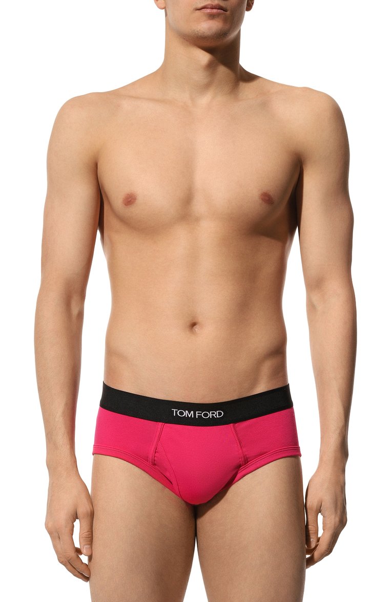 Мужские хлопковые брифы TOM FORD фуксия цвета, арт. T4LC1104 | Фото 2 (Нос: Не проставлено; Материал внешний: Хлопок; Кросс-КТ: бельё; Мужское Кросс-КТ: Трусы; Трусы М: Брифы)