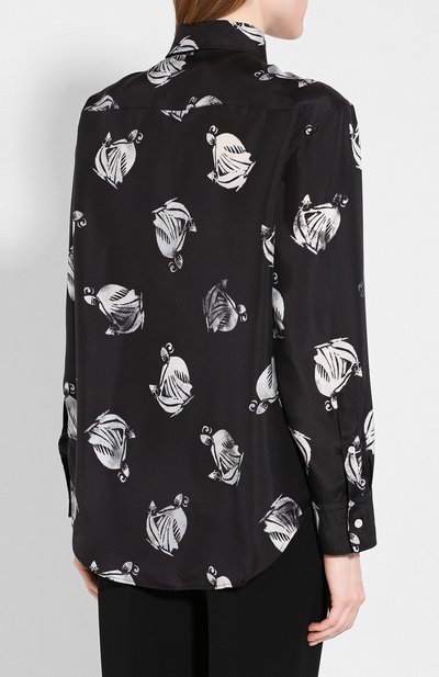 Шелковая рубашка LANVIN черно-белого цвета по цене 94650 руб., арт. RW-T0670I-4185-H19, фото 4 Шелковая рубашка LANVIN, арт. RW-T0670I-4185-H19, фото 4