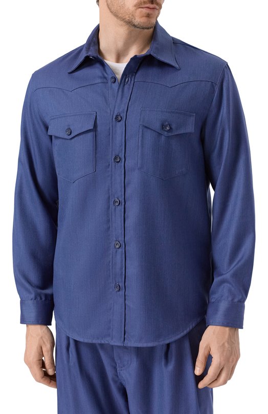 Кашемировая рубашка MVST M25.1PM.B002/2453/54/1 Синий  M25.1PM.B002/2453/54/1 Фото 3