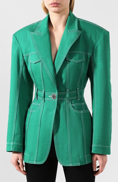 Джинсовый жакет BALMAIN зеленого цвета по цене 199500 руб., арт. TF07315/D022, фото 3 Джинсовый жакет BALMAIN, арт. TF07315/D022, фото 3